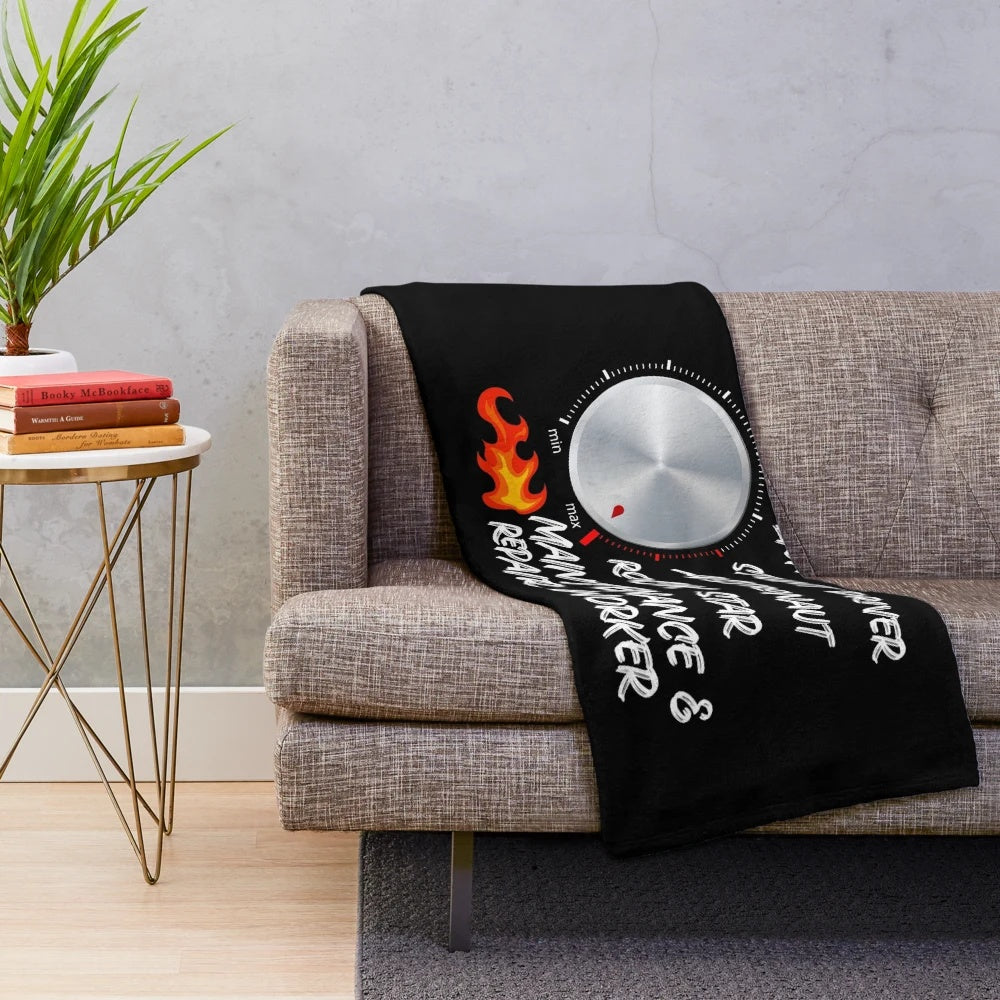 Funny plush blanket with cool maintenance worker graphic design