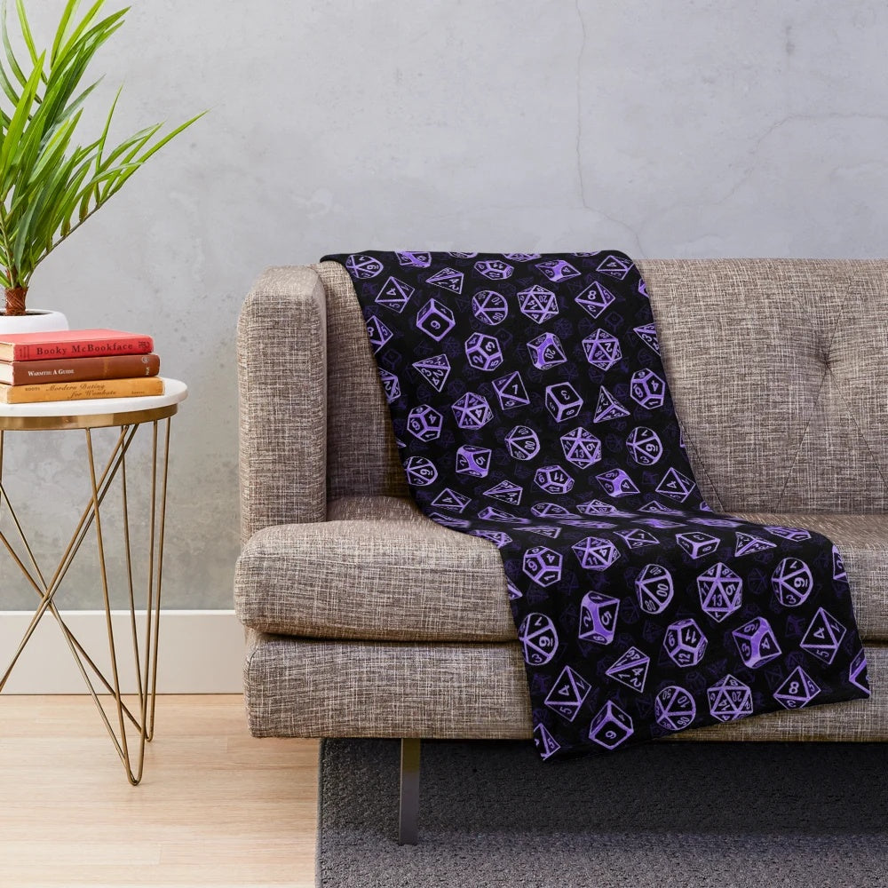 D20 dice pattern plush blanket