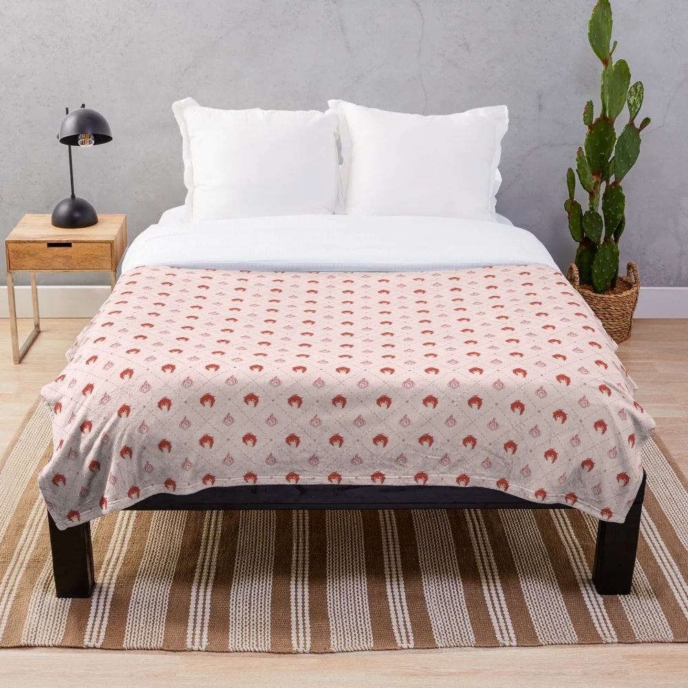 Diluc pattern plush blanket with a soft, cozy design inspired by the Pyro character from Genshin Impact