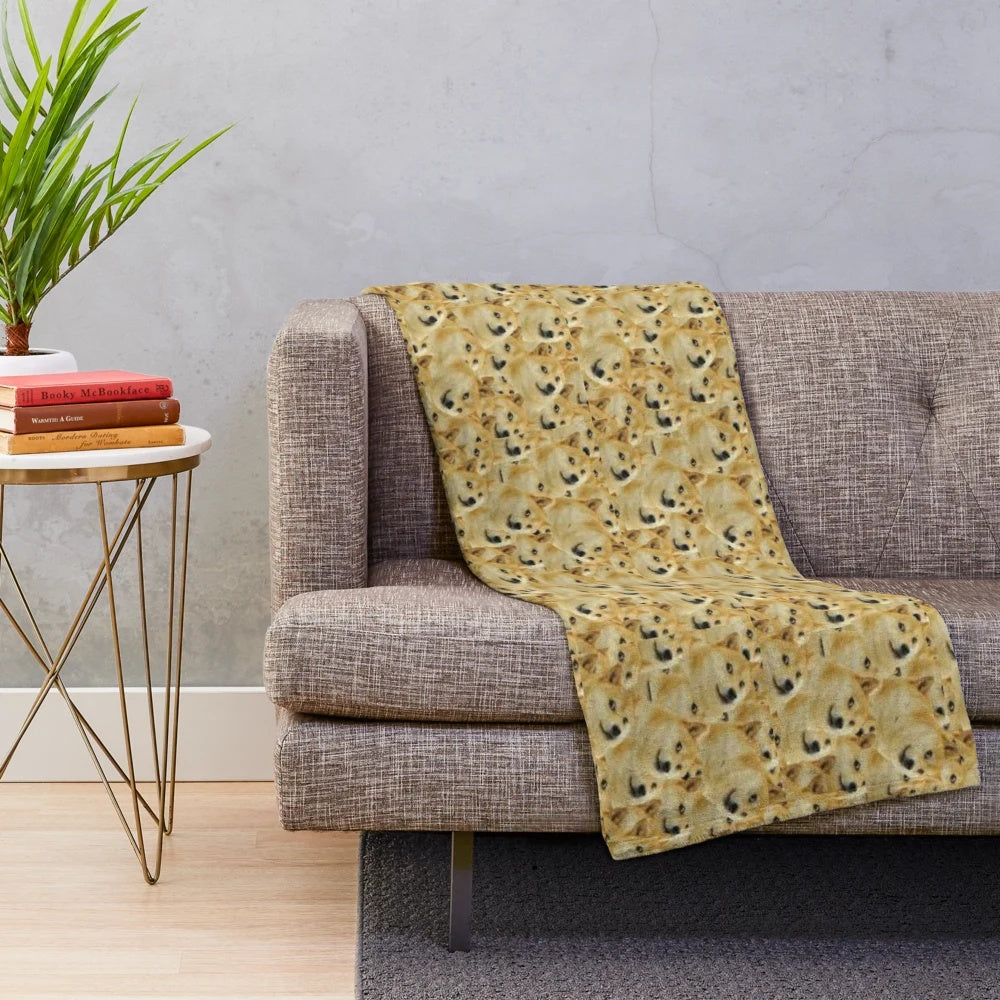 Doge meme plush blanket featuring the iconic Shiba Inu dog in a meme-inspired design