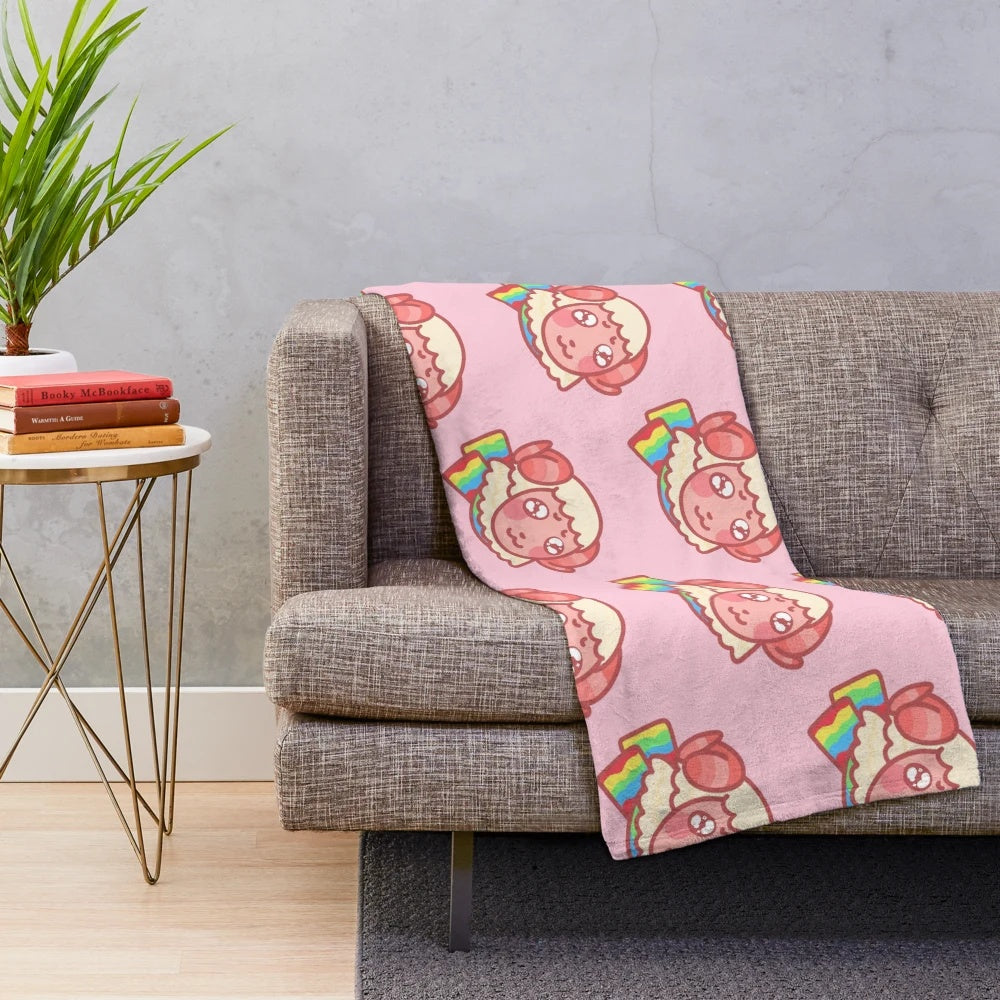 Soft and cuddly plush blanket featuring the character Dom from Animal Crossing