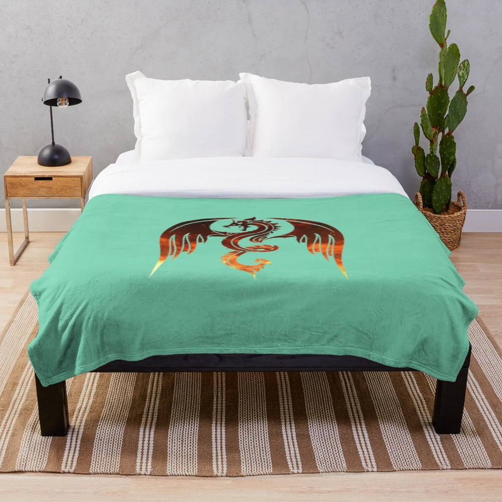 Cozy dragon plush blanket with mythical creature design