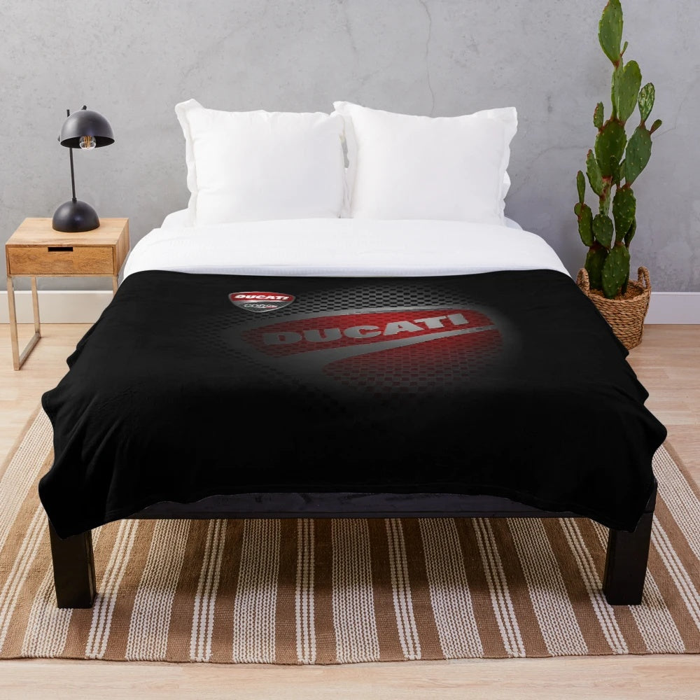 Ducati Corse-inspired plush blanket with motorcycle logo