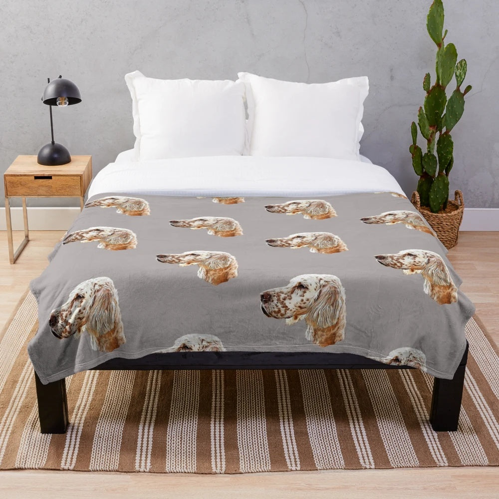 Soft and plush English setter dog blanket