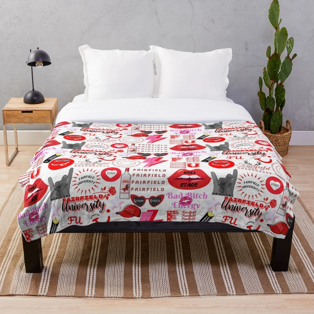 Fairfield University Plush Blanket with Stags Logo