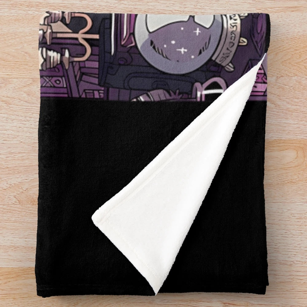 Vintage anime-inspired plush blanket with fantasy webcomic design