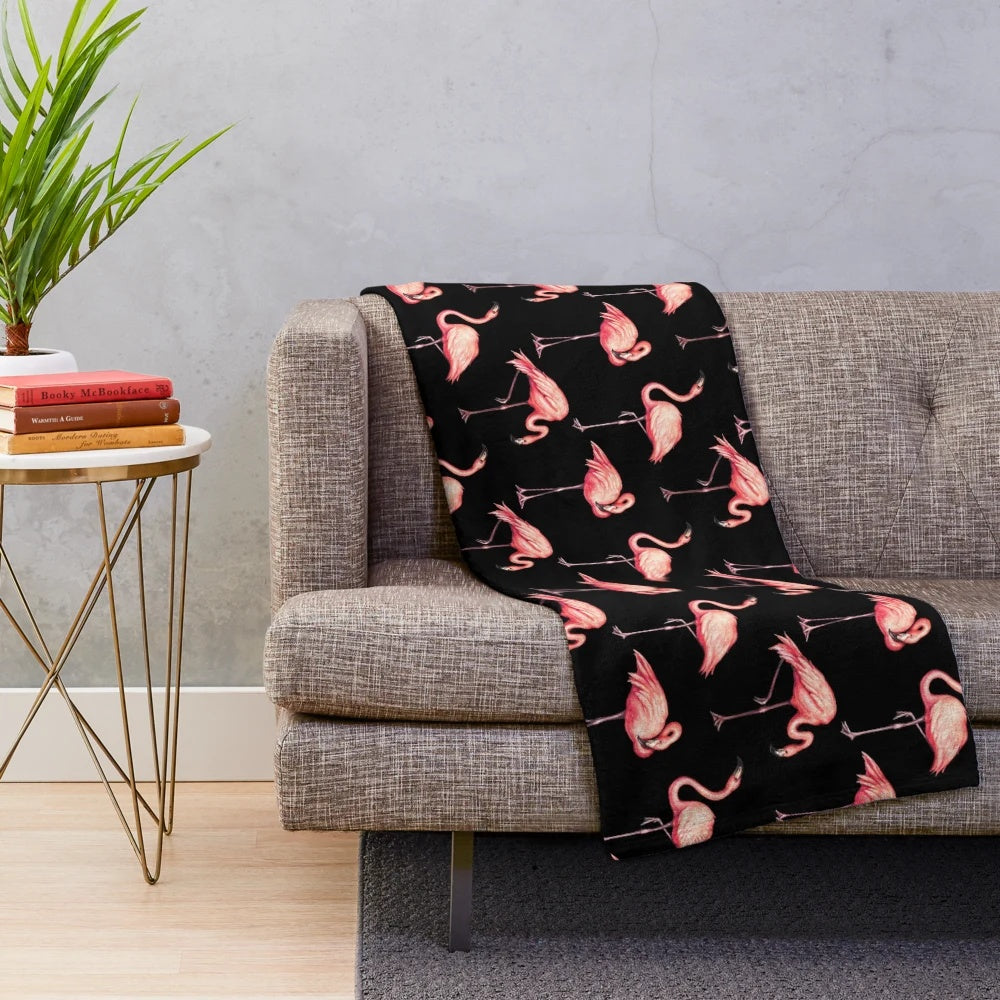 Soft and Plush Flamingo Patterned Blanket