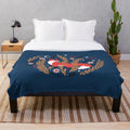 Cozy floral plush blanket with woodland animal design and night sky pattern