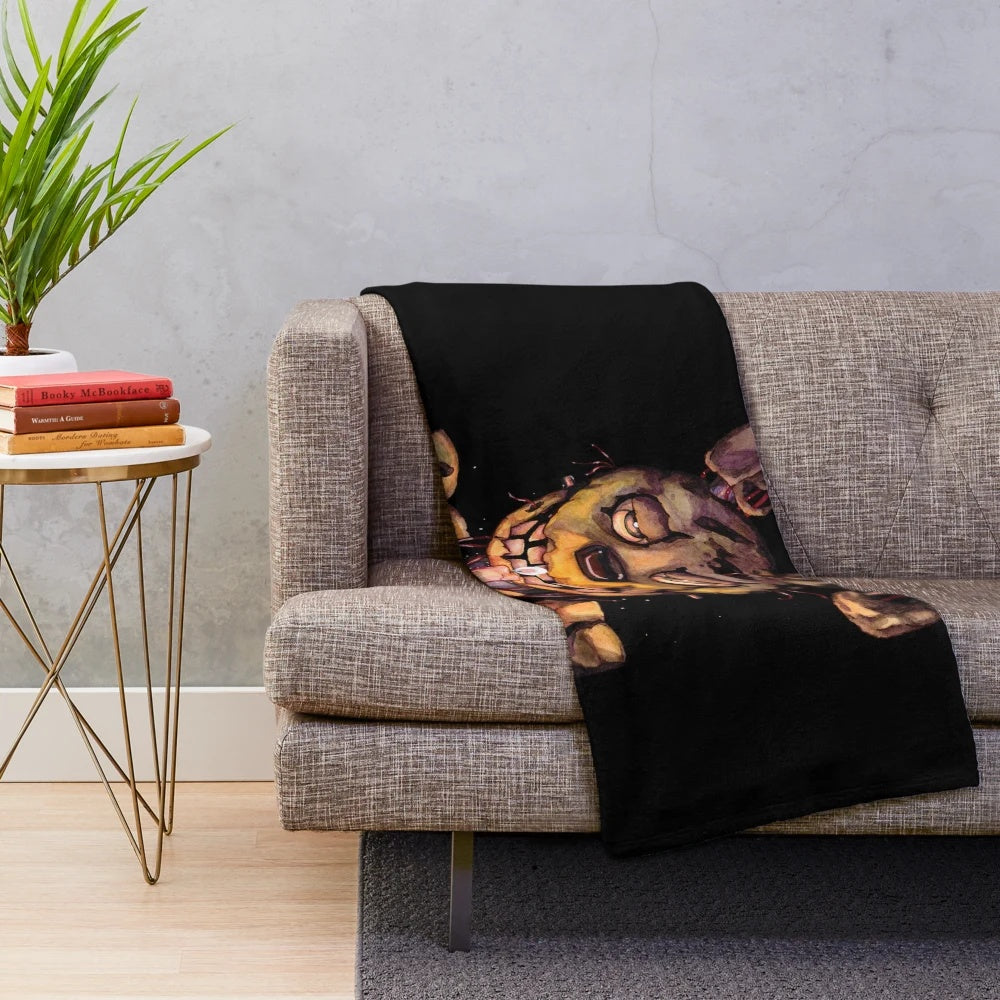 Plush FNAF-themed blanket with watercolor fanart design