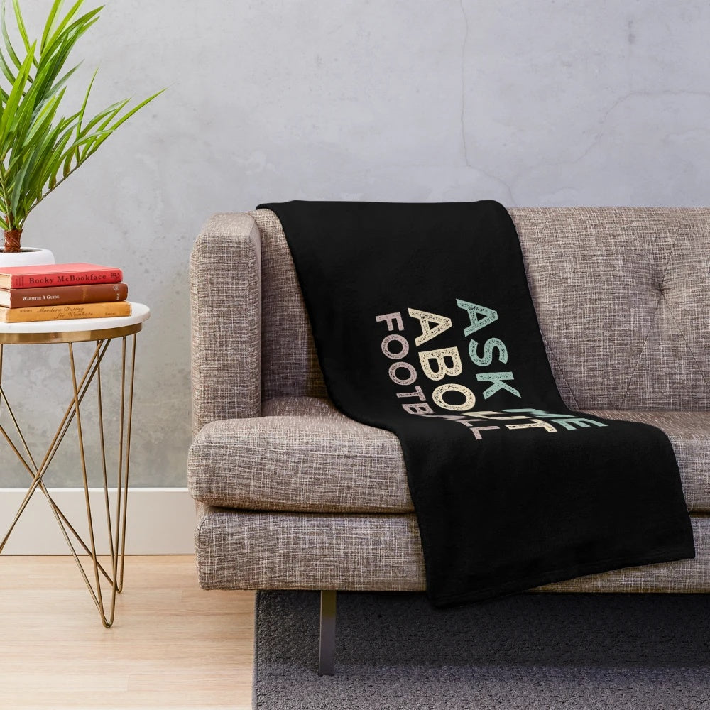 Plush football-themed blanket for football enthusiasts