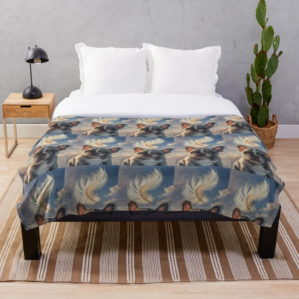 Soft and cuddly French bulldog plush blanket