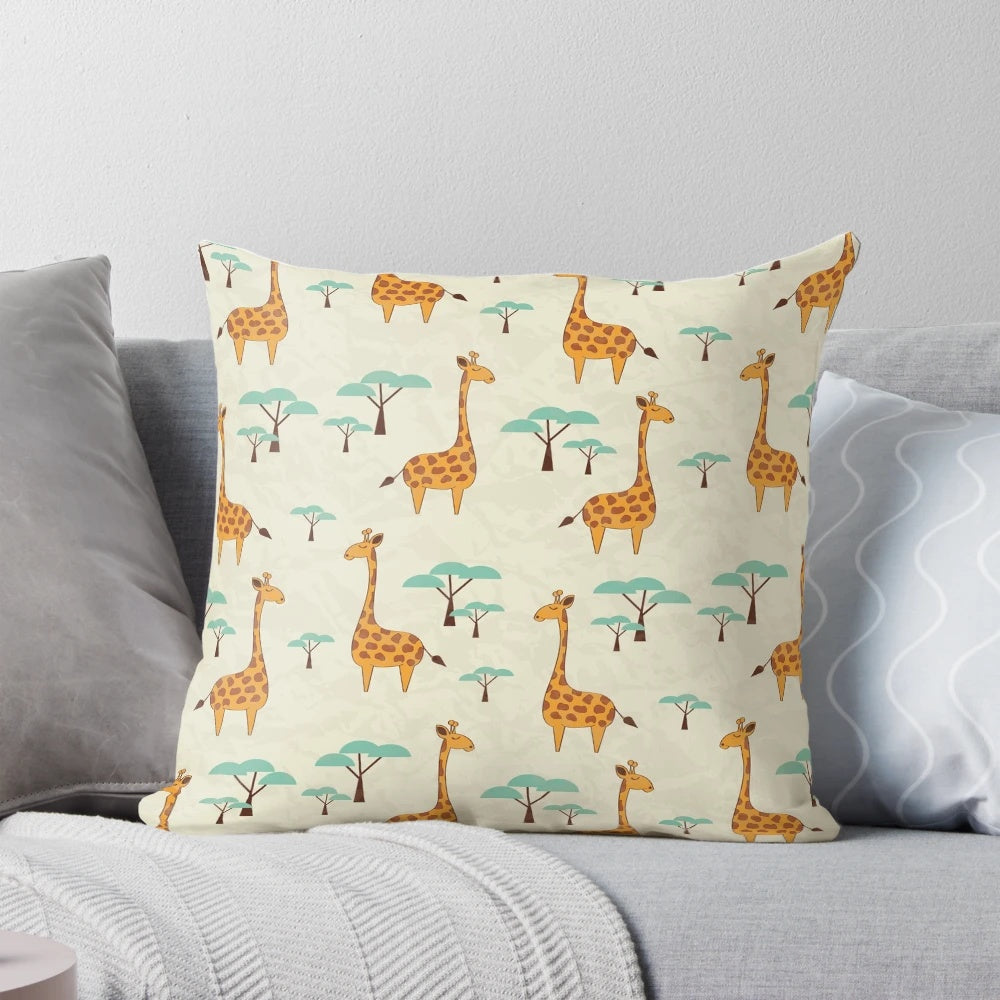 Soft, plush giraffe-shaped pillow for comfortable neck support and natural decor