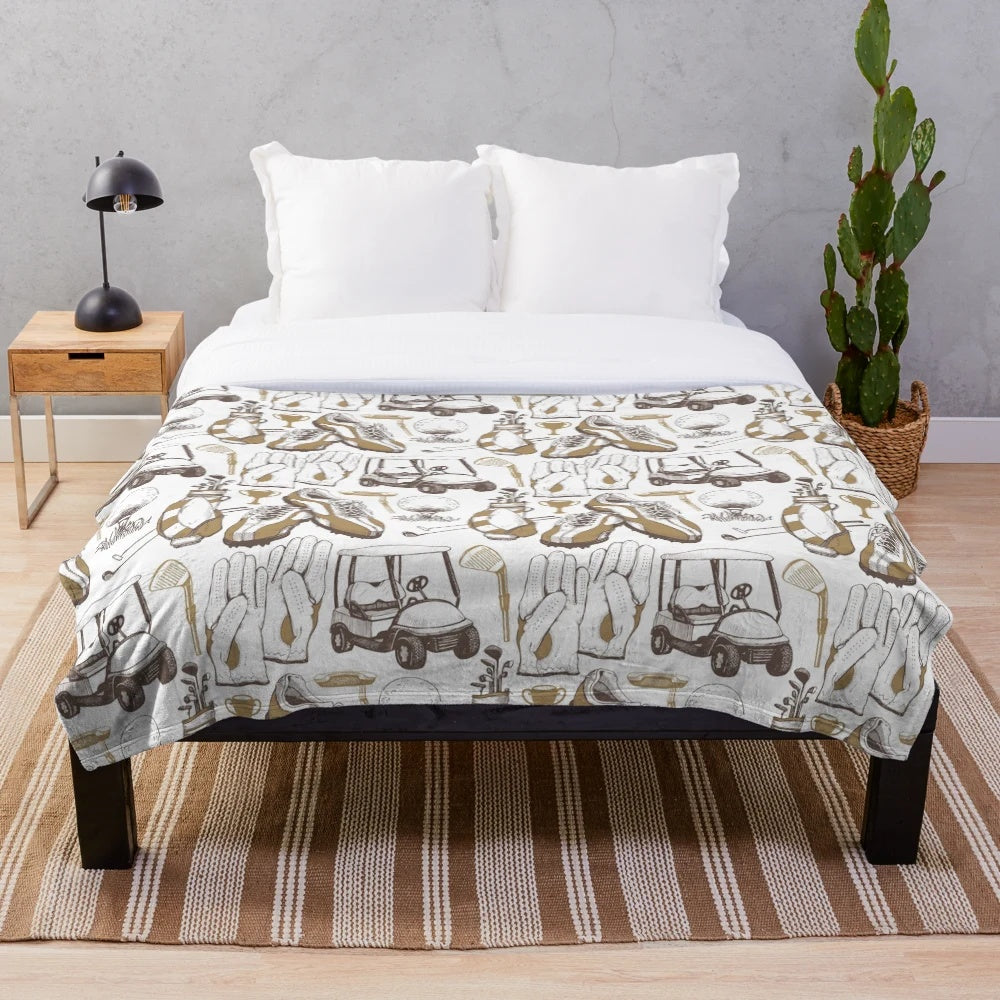 Golf pattern plush blanket