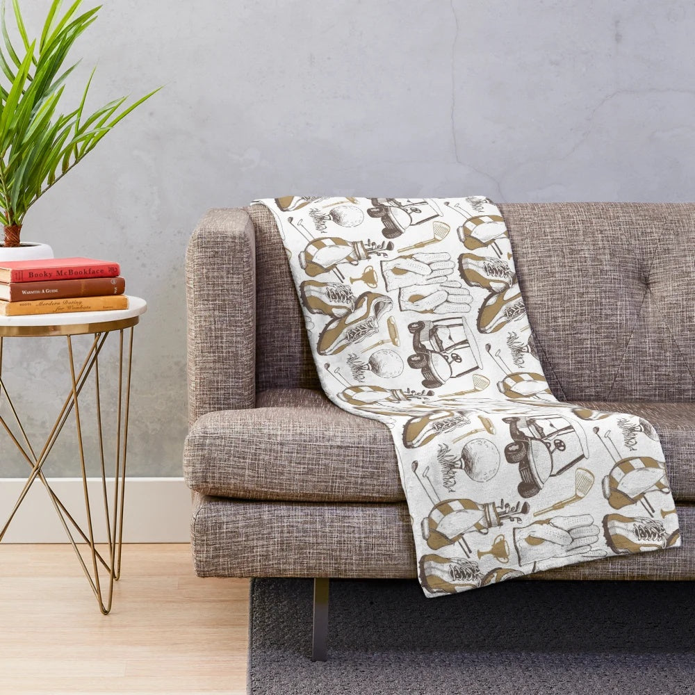 Golf pattern plush blanket