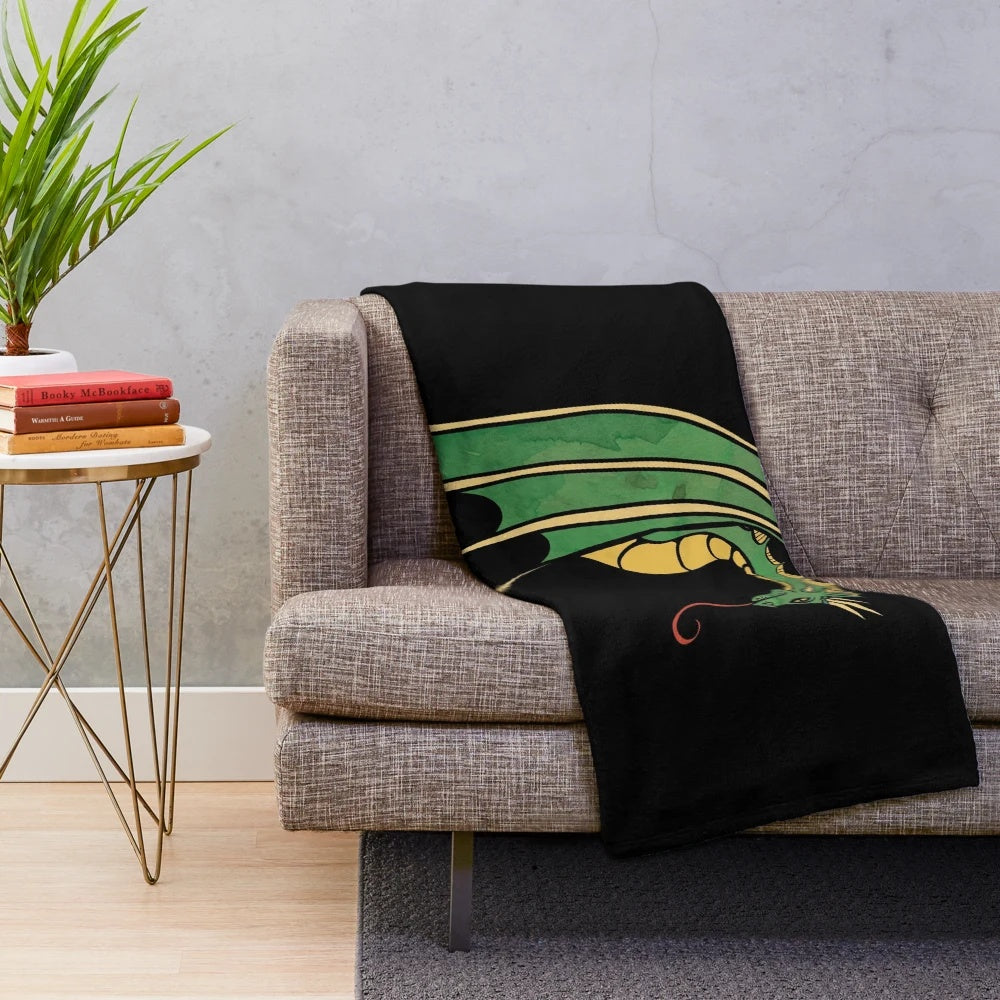 Green dragon plush blanket