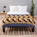 Greyhound inspired plush blanket featuring a cartoon design by artist Rich Skipworth