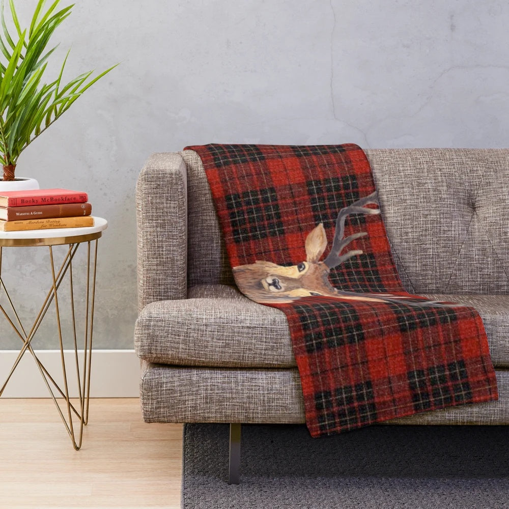 Plush blanket featuring a stunning portrait of a highland stag