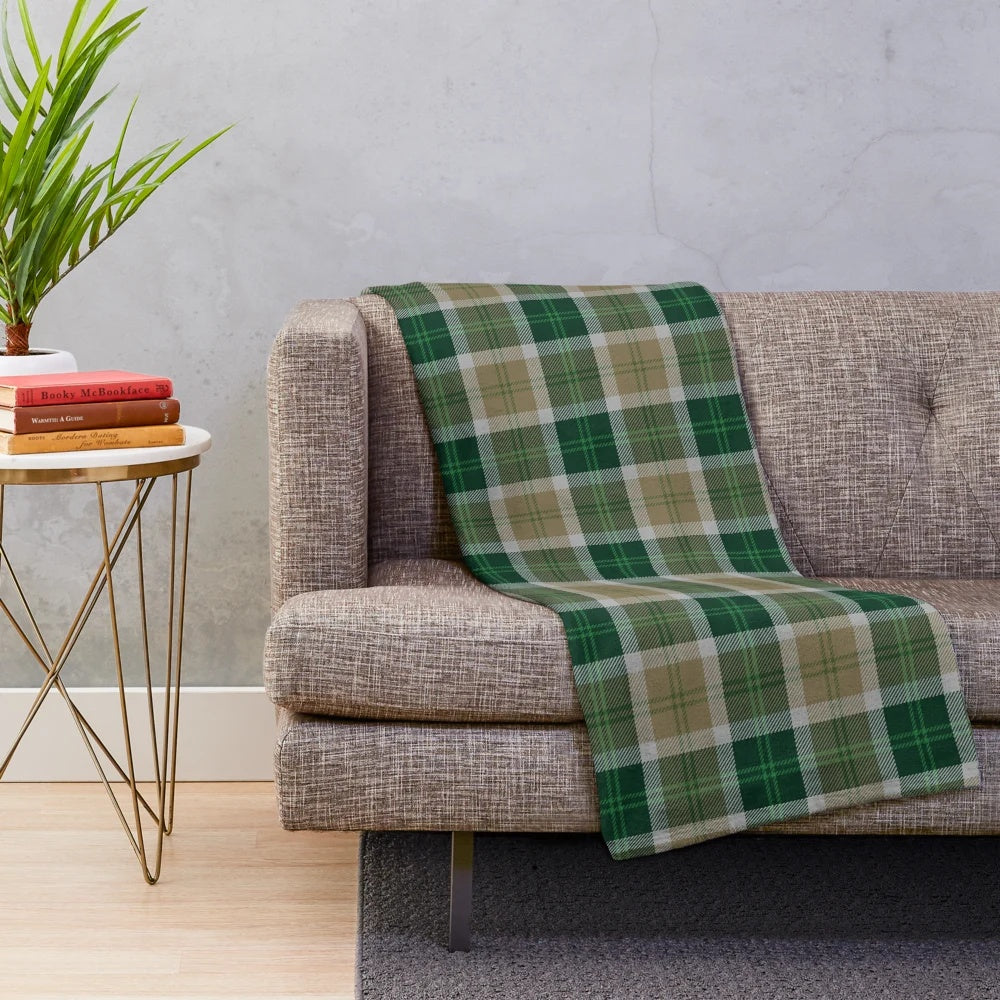 Bannockbane Green Highland Tartan Plush Blanket