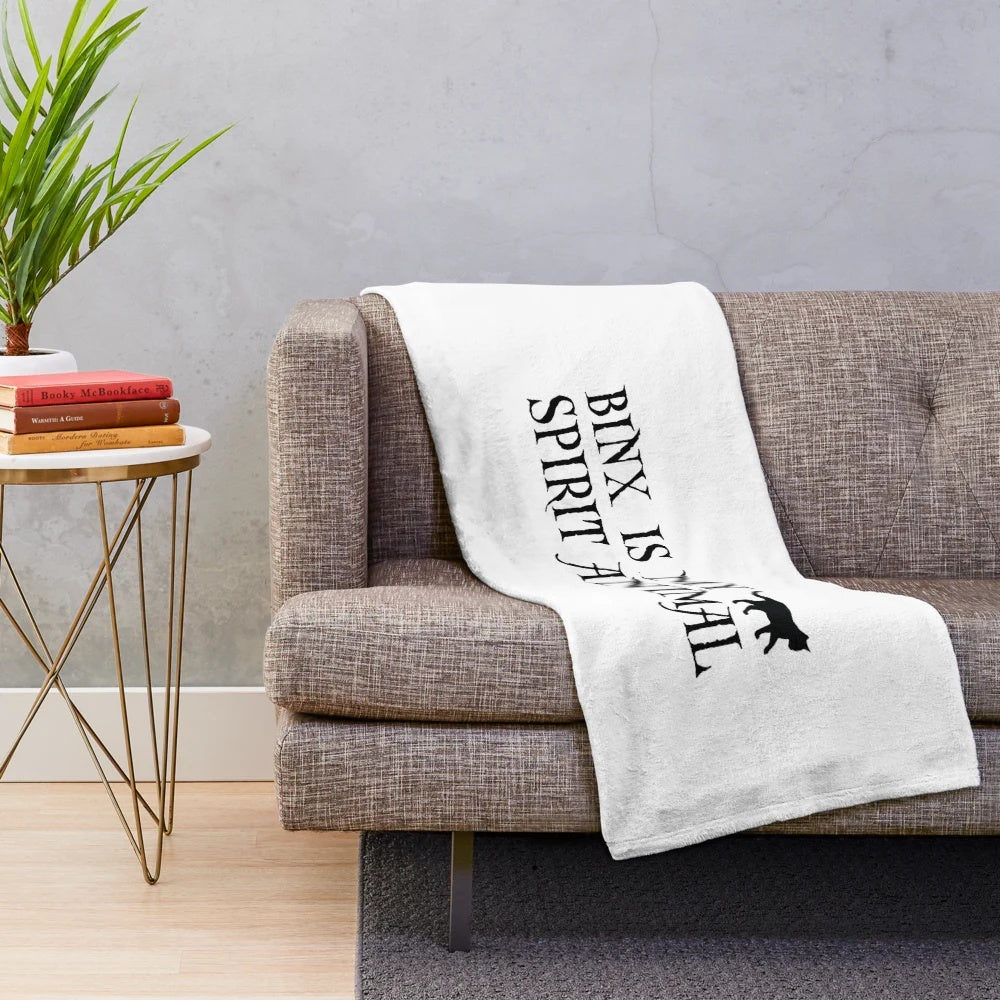 Soft and cuddly plush blanket with hocus pocus inspired black cat design