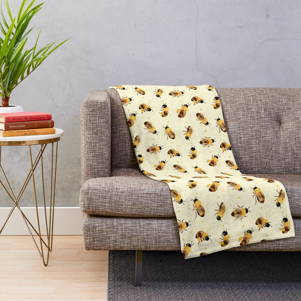 Soft and plush honey bee design blanket for home decor