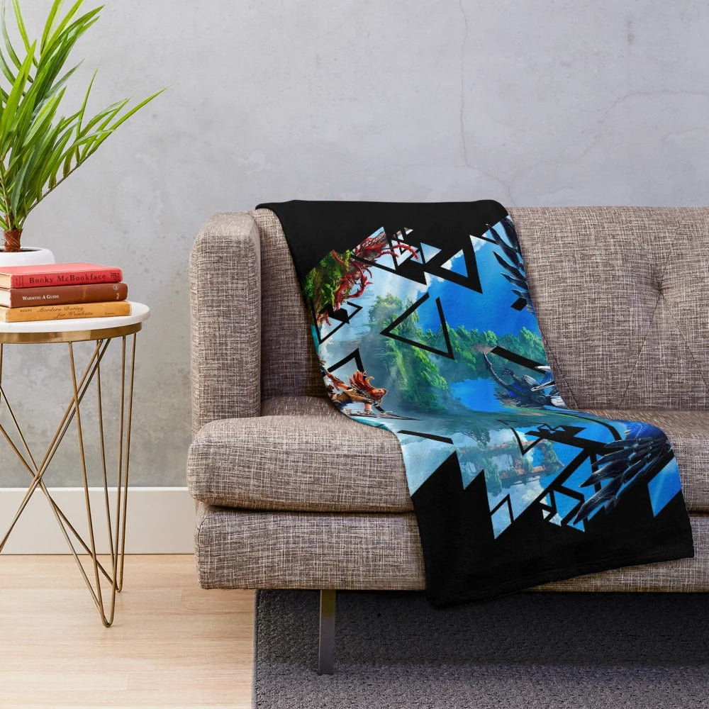 Horizon Forbidden West plush blanket featuring the protagonist Aloy