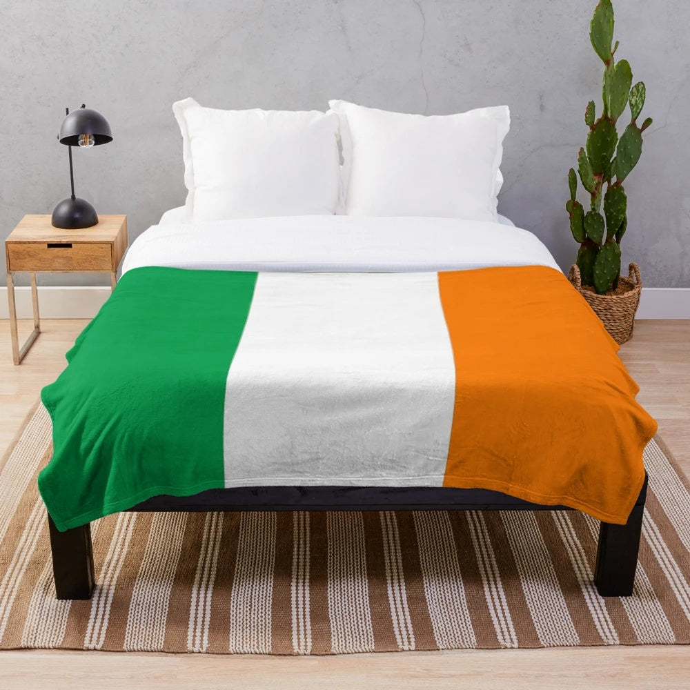 Plush blanket featuring the Ireland flag design