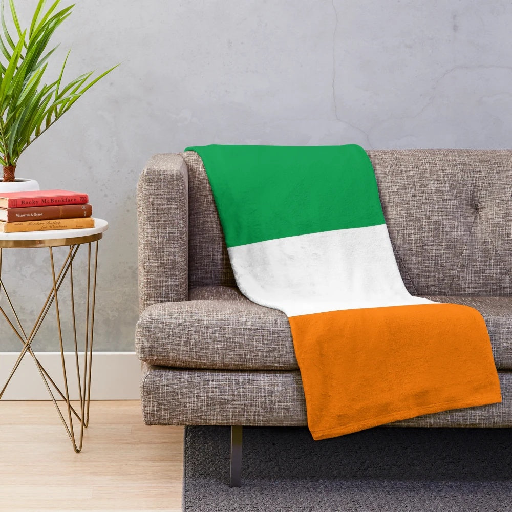Plush blanket featuring the Ireland flag design
