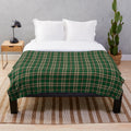 O'Neill clan tartan green and tan plaid plush throw blanket