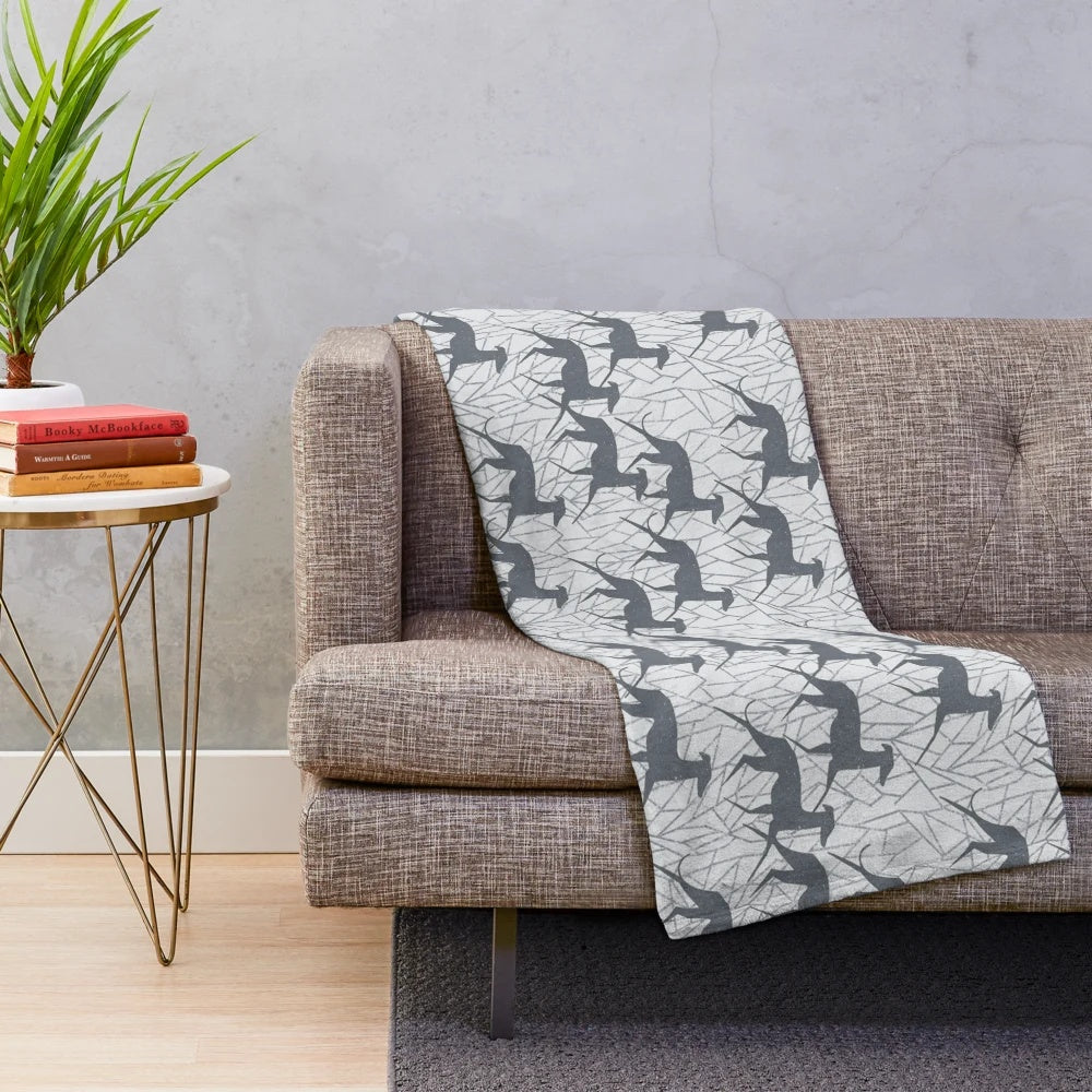 Italian Greyhound plush blanket featuring a detailed illustration of the sighthound breed
