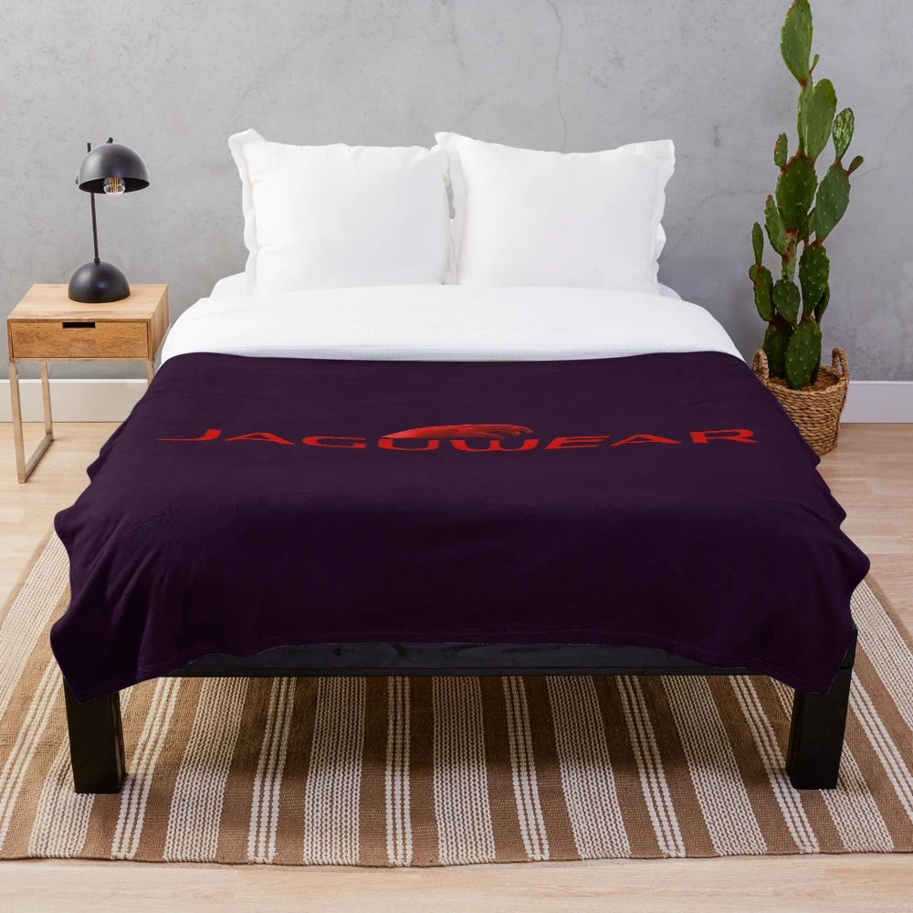 JAGUWEAR RED Plush Blanket with Jaguar Animal Print Design