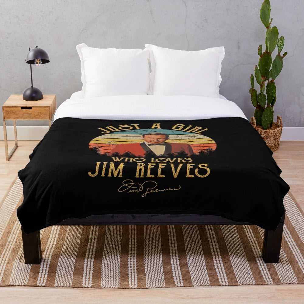 A cozy plush blanket featuring the image of legendary country music singer Jim Reeves