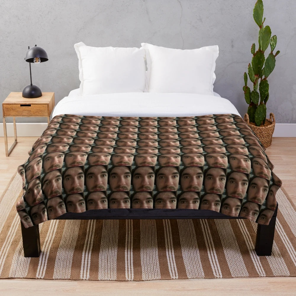 JSchlatt-inspired plush blanket featuring the popular Minecraft YouTuber's branding