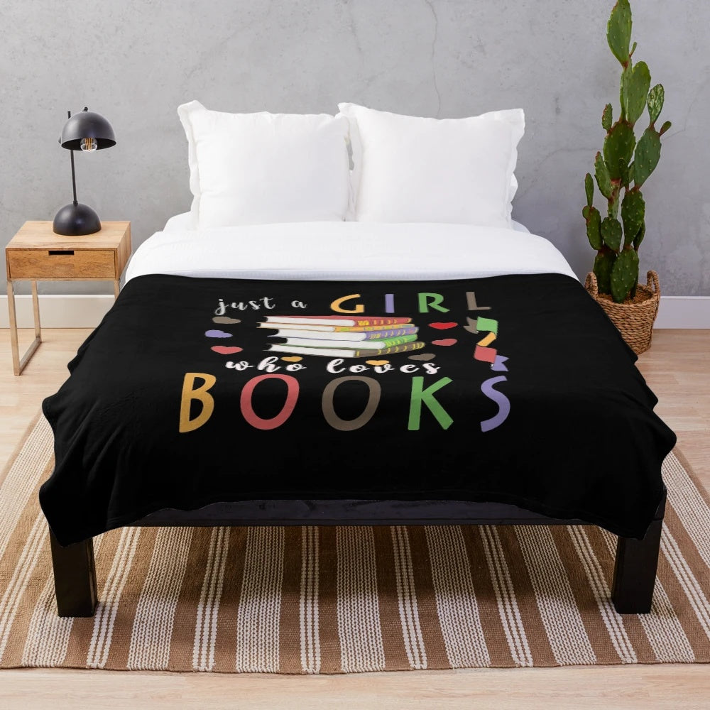 Just a Girl Who Loves Books" Plush Blanket