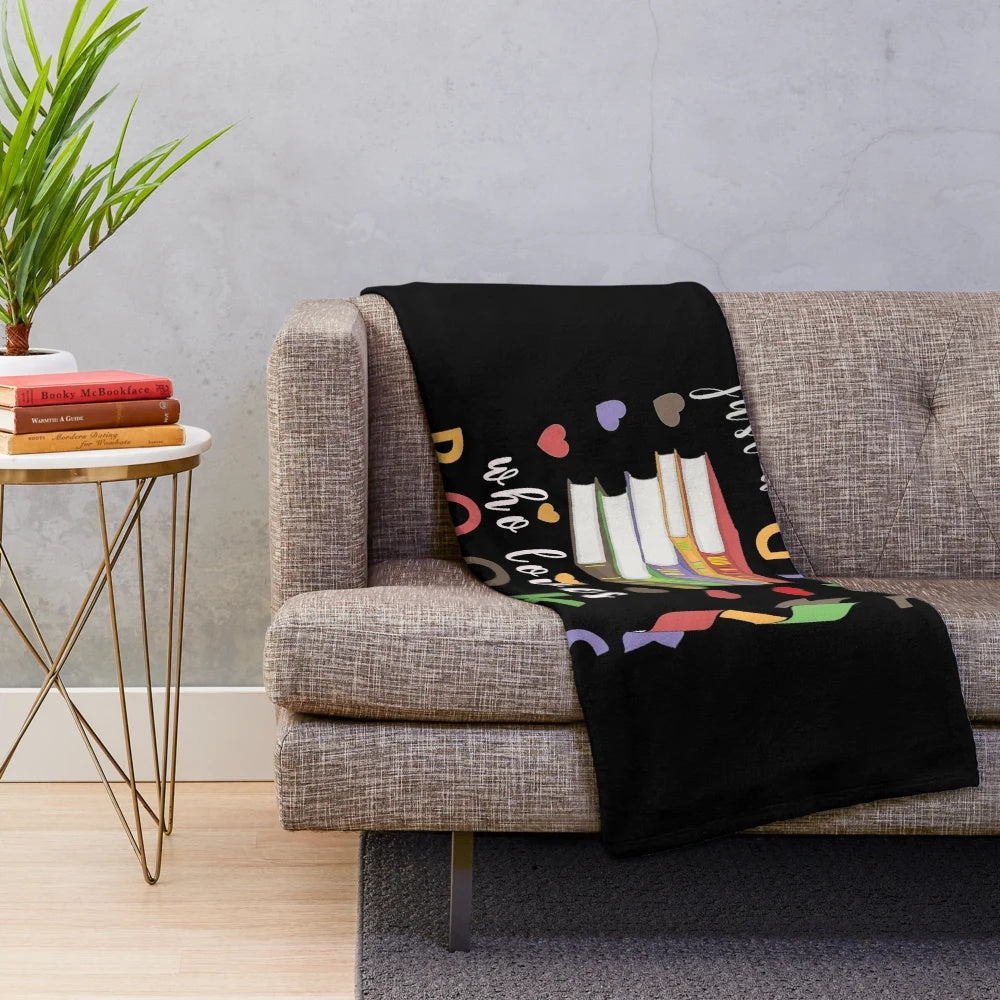 Just a Girl Who Loves Books" Plush Blanket