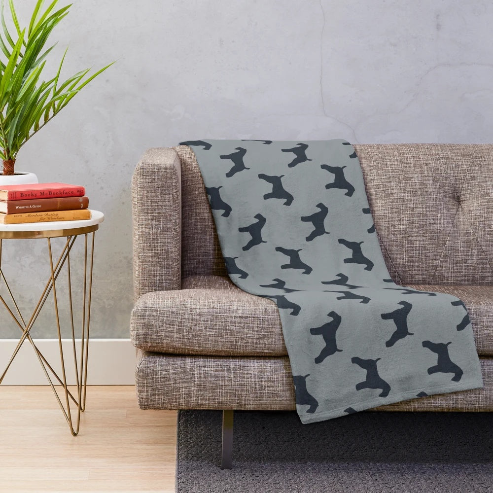 Soft and plush blanket featuring the silhouette of a Kerry Blue Terrier