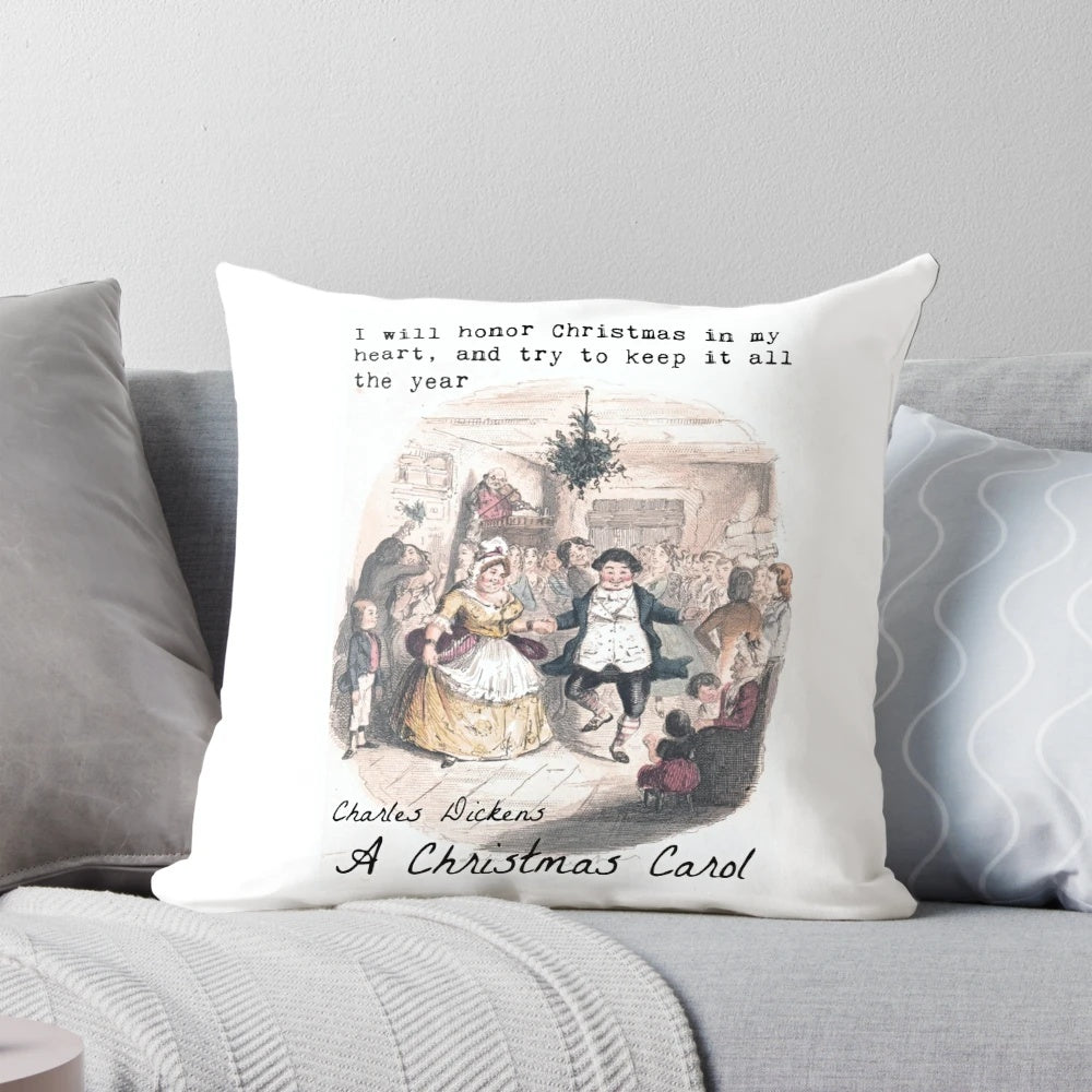 Pillow with quote from Charles Dickens' A Christmas Carol