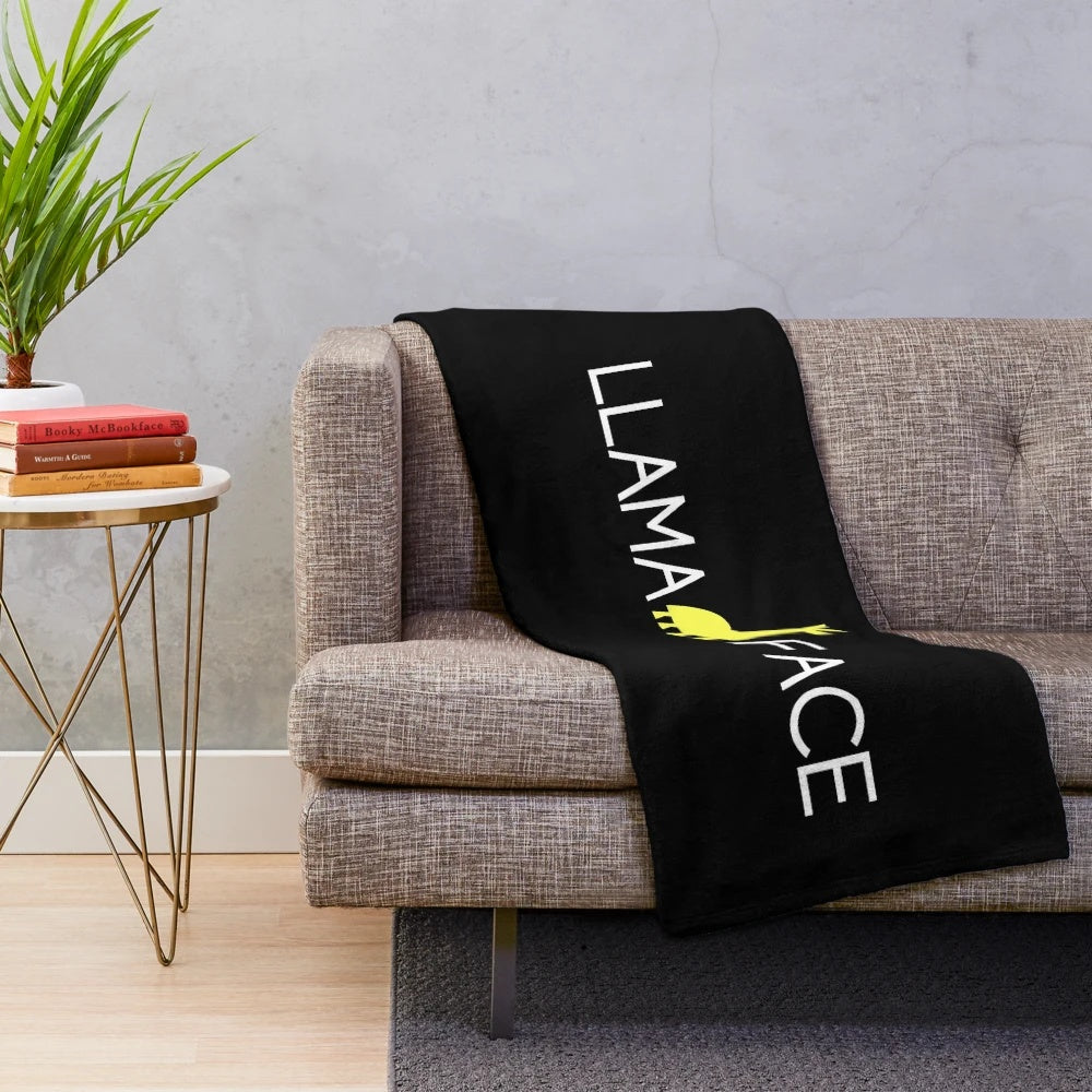 Llama face plush blanket with emperor kuzco design