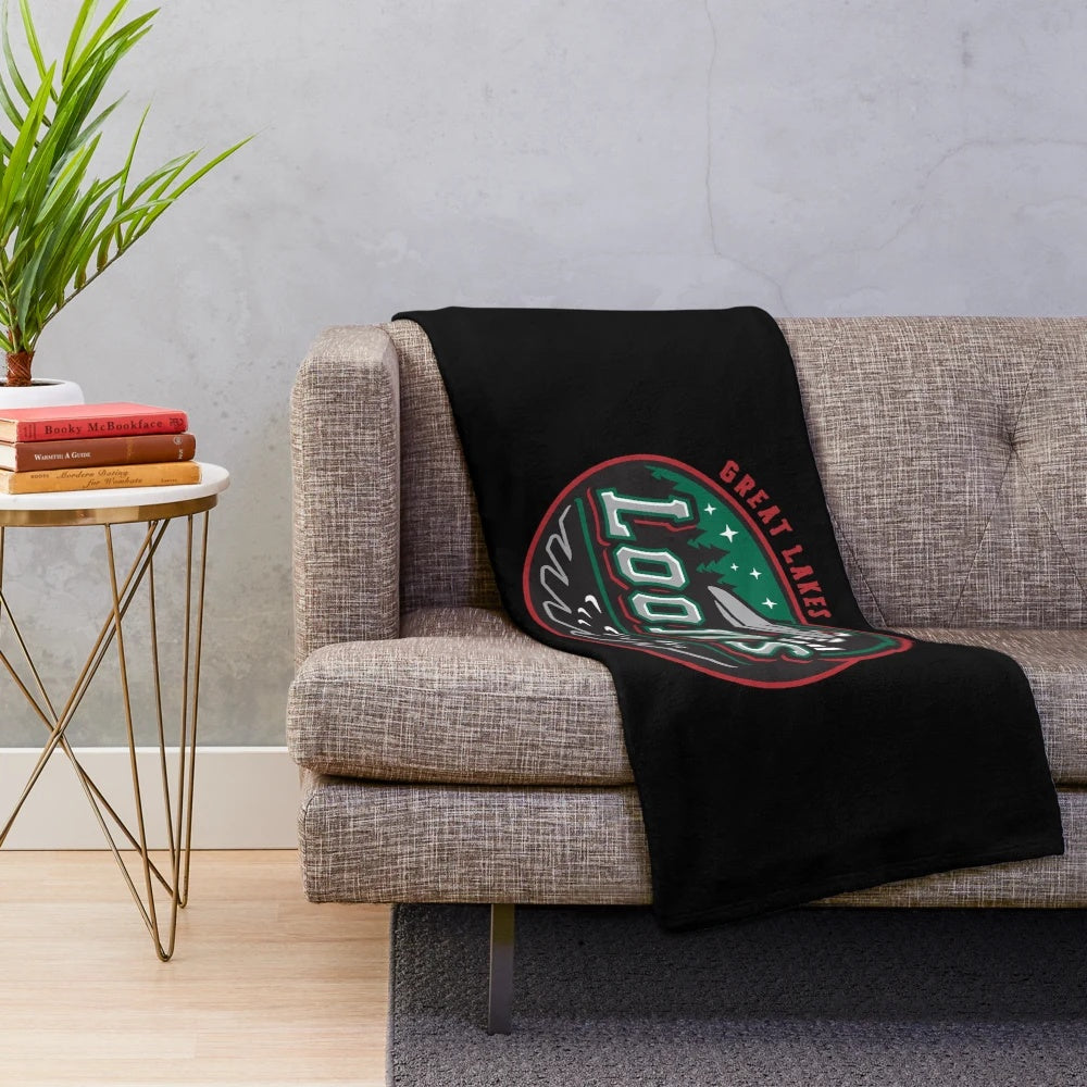Loons plush blanket featuring a baseball-themed design