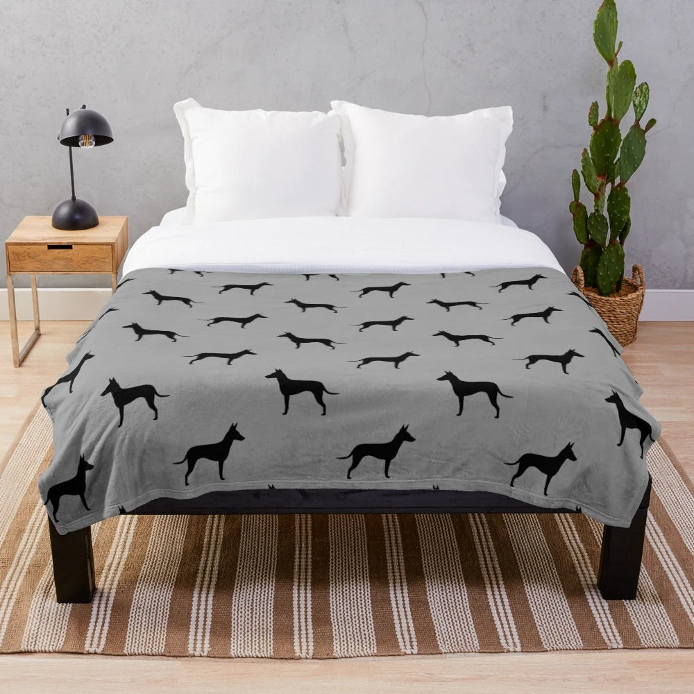 Manchester Terrier Silhouette Plush Blanket