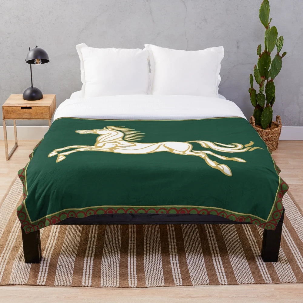 Rohan inspired plush blanket featuring the iconic Rohan banner