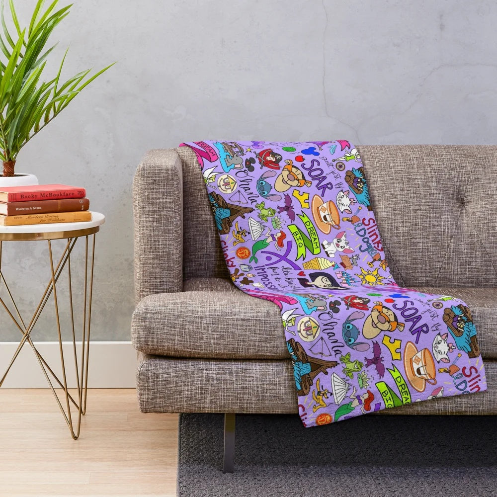 Cozy plush blanket featuring fan art inspired by vacation themes