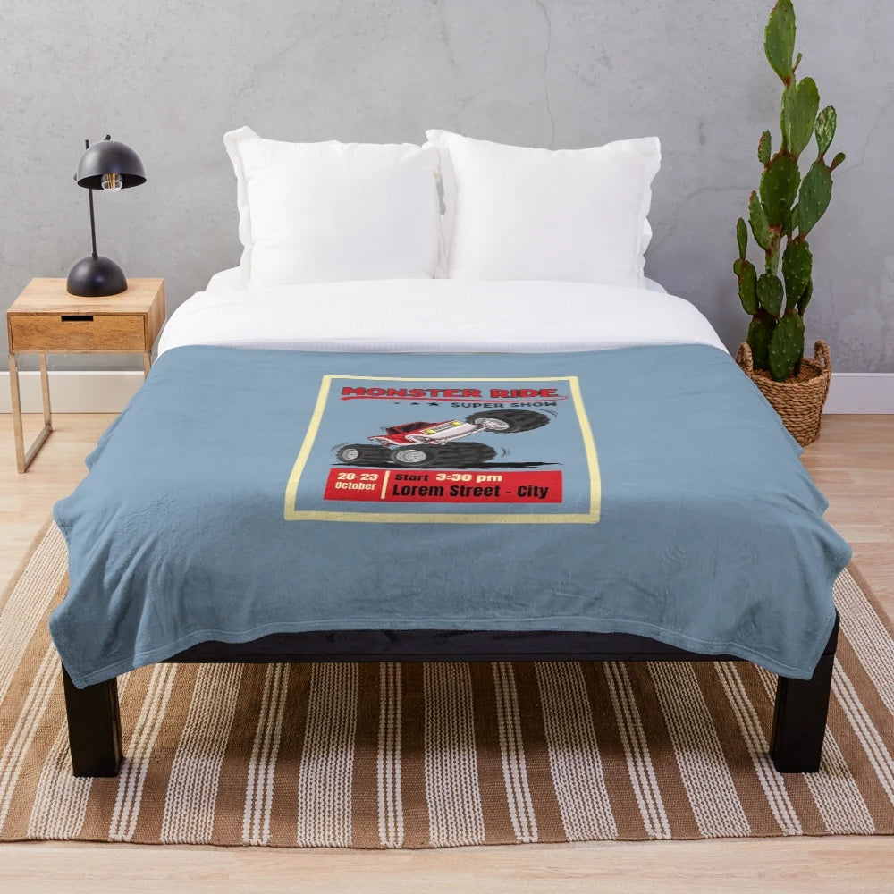 Monster truck plush blanket
