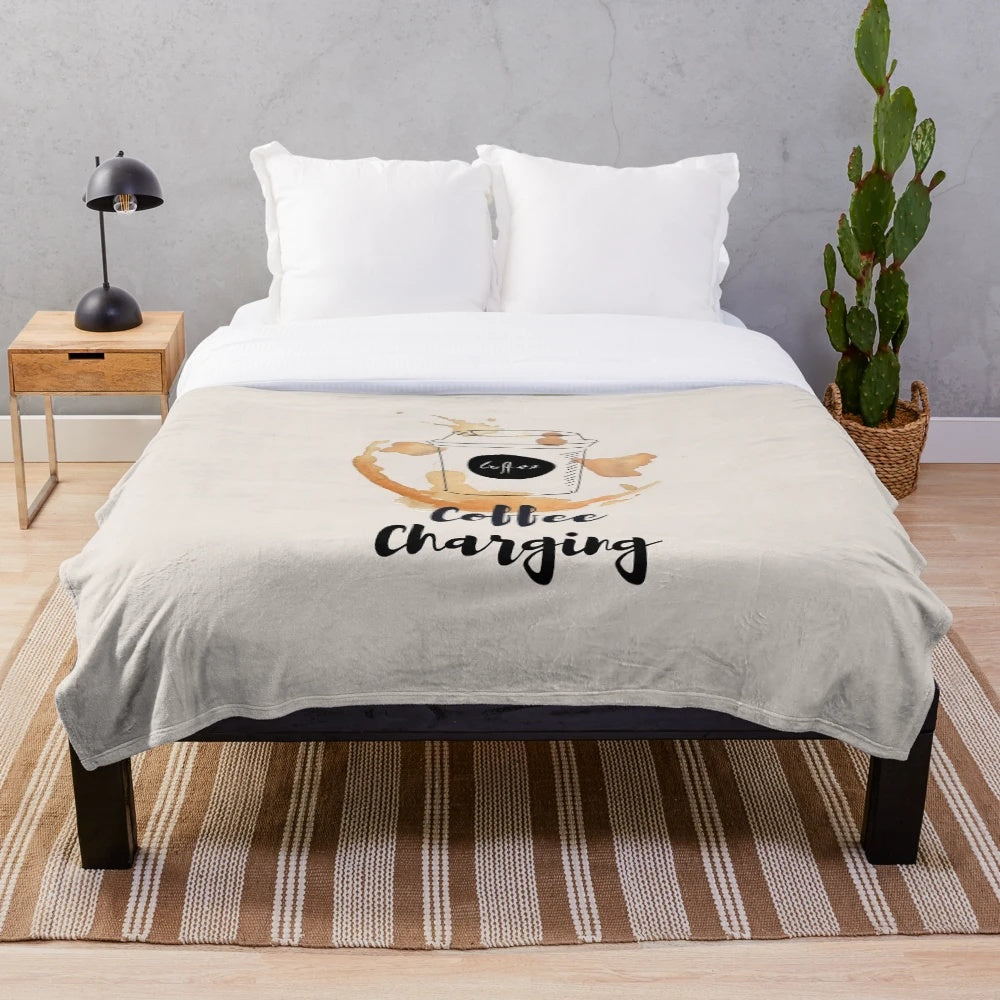 Plush blanket with coffee charging battery design