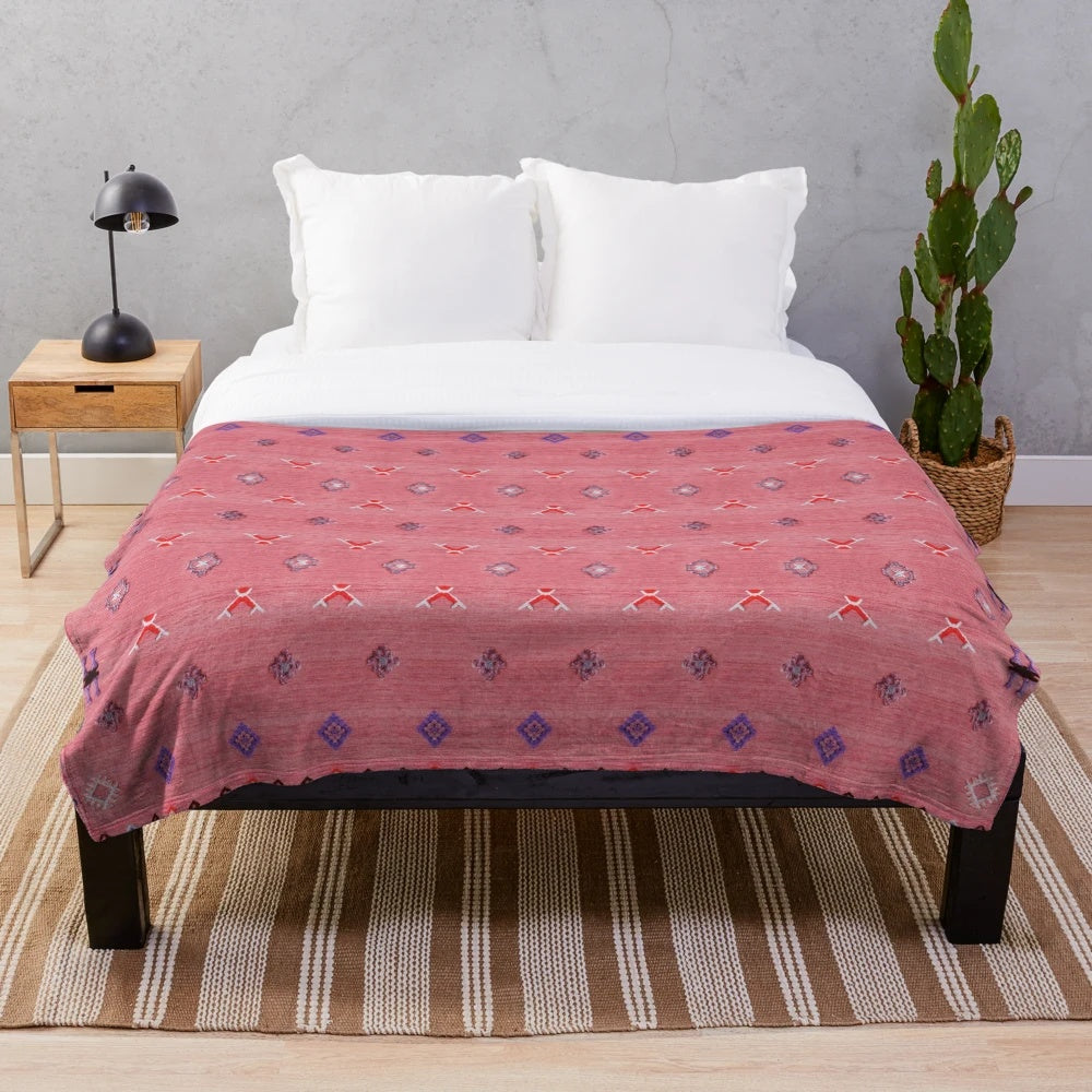 Handmade traditional Moroccan-style plush blanket