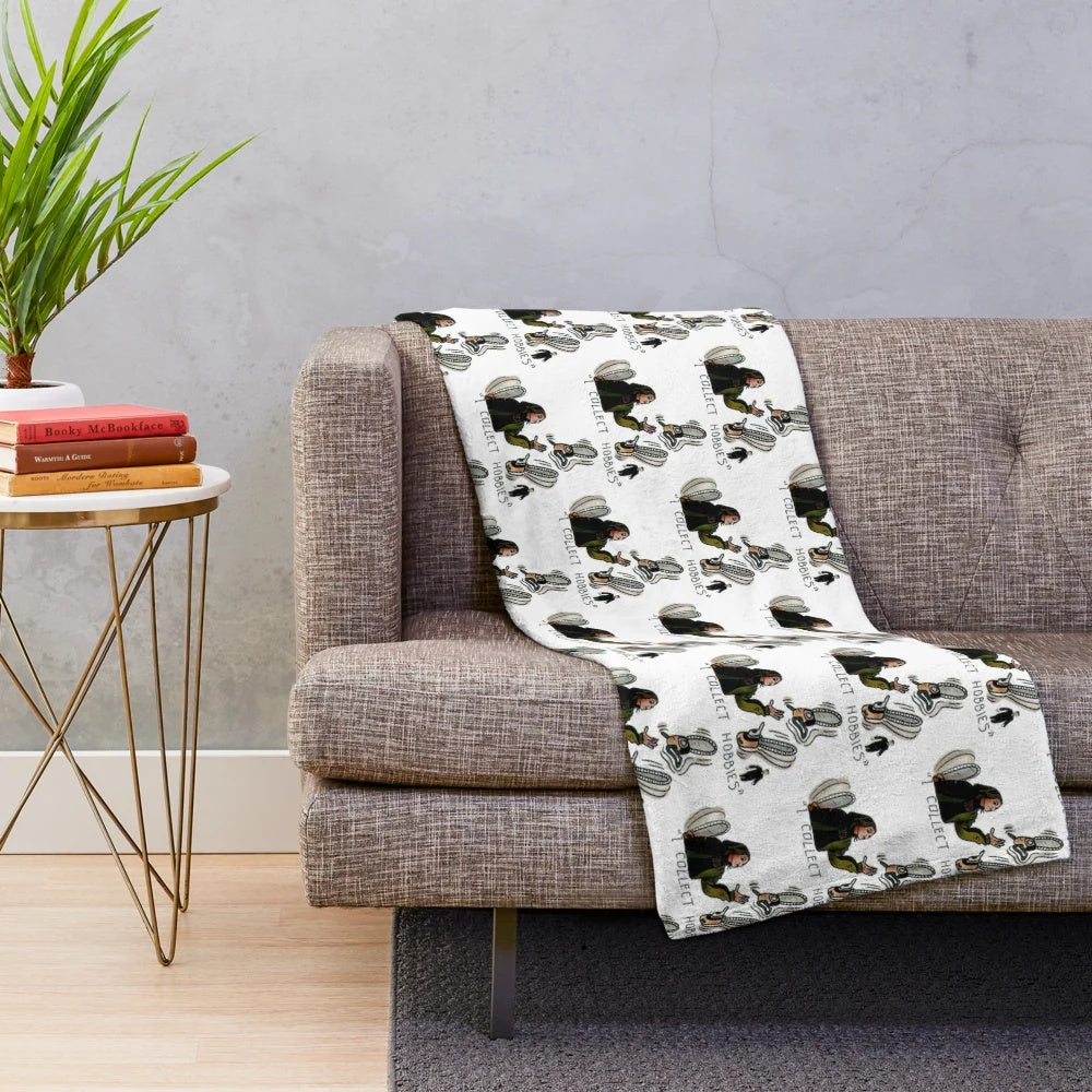 Plush blanket featuring a cozy movie fan design inspired by the mystery film Knives Out