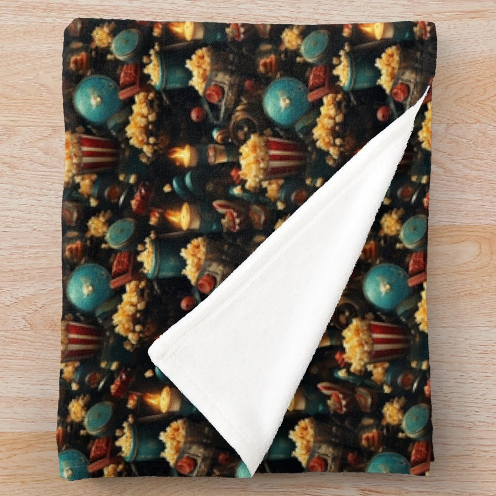 Soft and plush blanket featuring seamless movie and cinema elements design