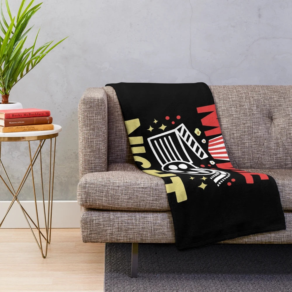 Plush movie night blanket with popcorn design