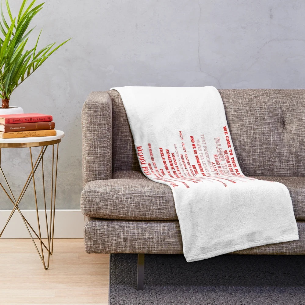 AMC Theaters-inspired plush blanket featuring movie quotes and memes