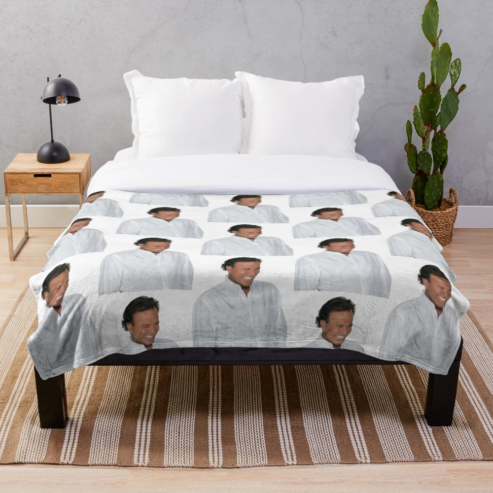 Plush blanket featuring Julio Iglesias, the famous Spanish singer
