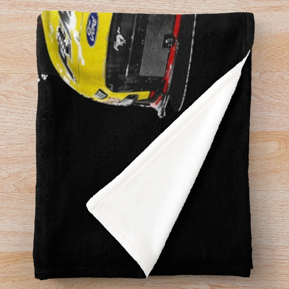 Plush blanket showcasing NASCAR driver Joey Logano's Next Gen Mustang